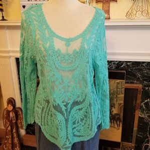 Simply Couture sheer lace top Large